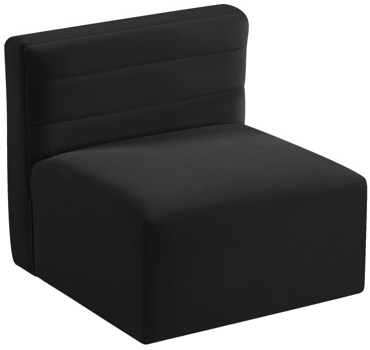 Quincy Black Velvet Modular Armless Chair