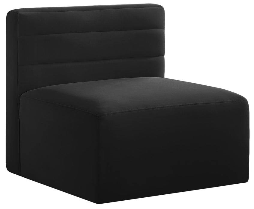 Quincy Black Velvet Modular Armless Chair image