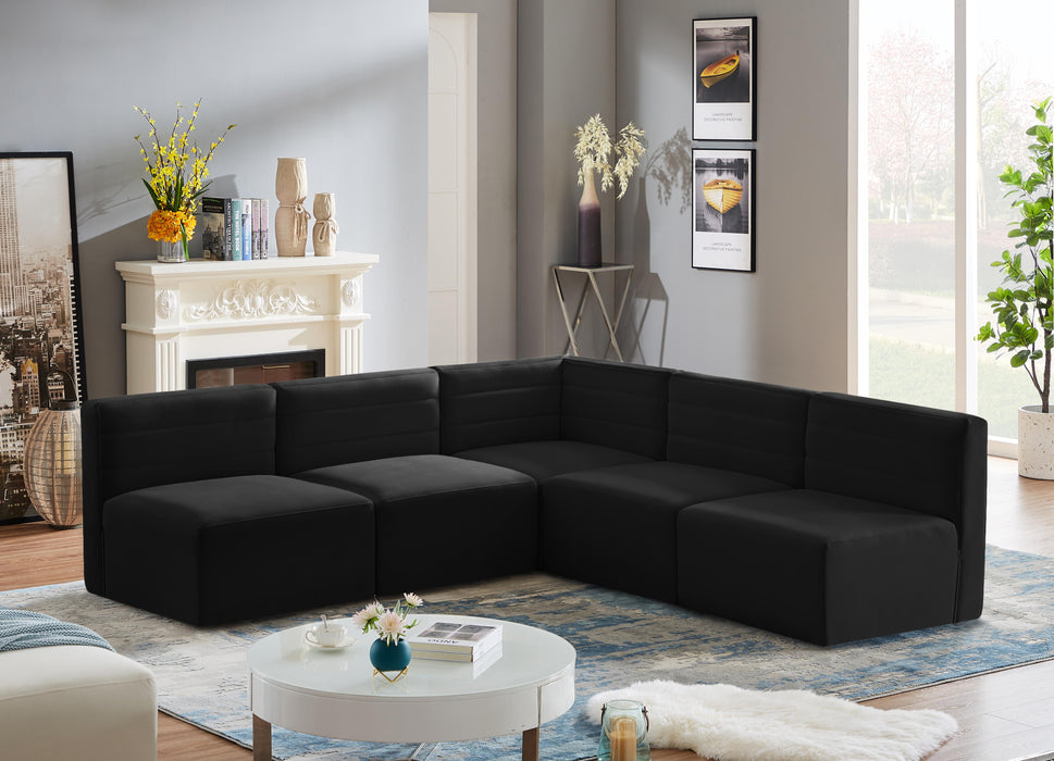 Quincy Black Velvet Modular Sectional