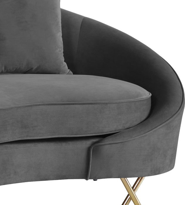 Serpentine Grey Velvet Loveseat