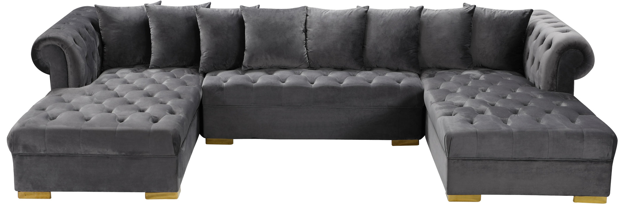 Presley Grey Velvet 3pc. Sectional