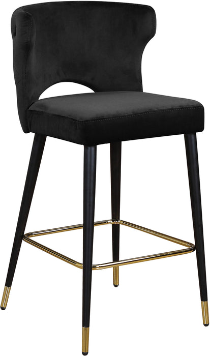 Kelly Black Velvet Stool