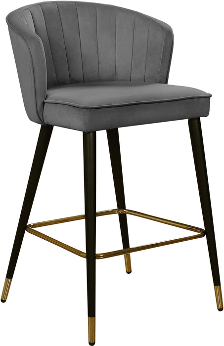 Cassie Grey Velvet Stool