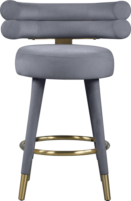 Fitzroy Grey Velvet Counter Stool