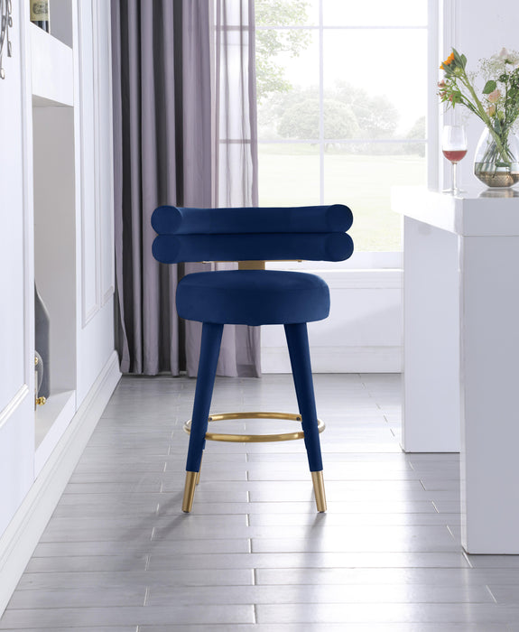 Fitzroy Navy Velvet Counter Stool