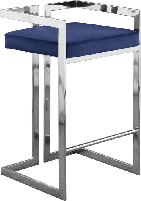 Ezra Navy Velvet Stool