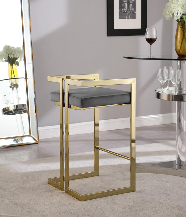 Ezra Grey Velvet Stool