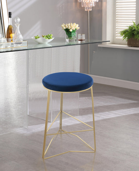 Tres Navy Velvet Counter Stool