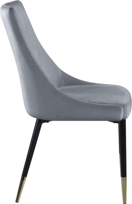 Sleek Grey Velvet Dining Chair