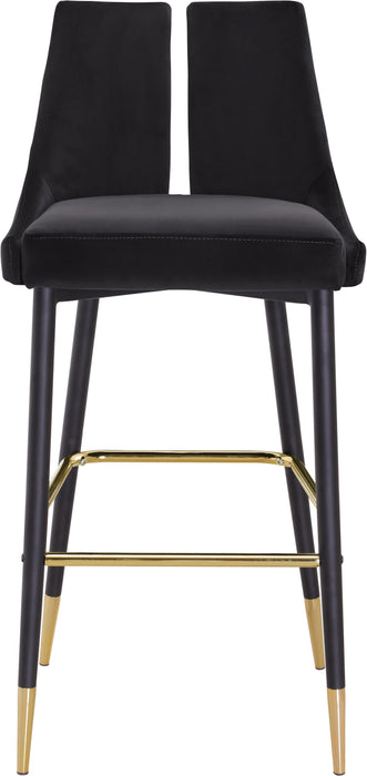 Sleek Black Velvet Stool