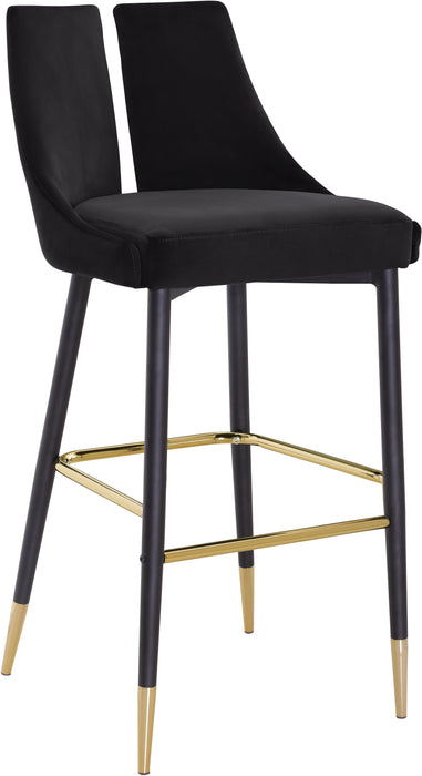 Sleek Black Velvet Stool