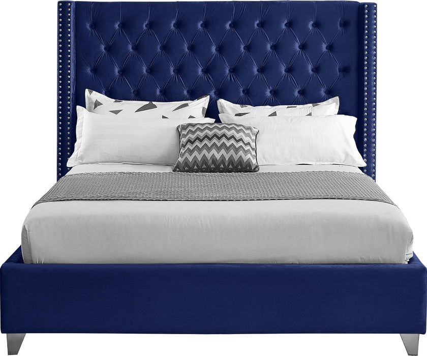 Aiden Navy Velvet Full Bed