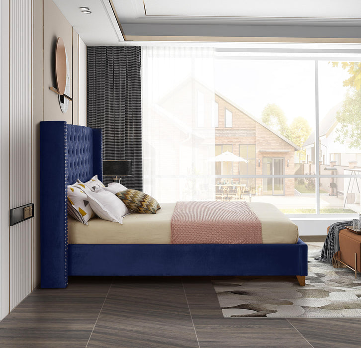 Barolo Navy Velvet Full Bed