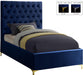 Cruz Navy Velvet Twin Bed image