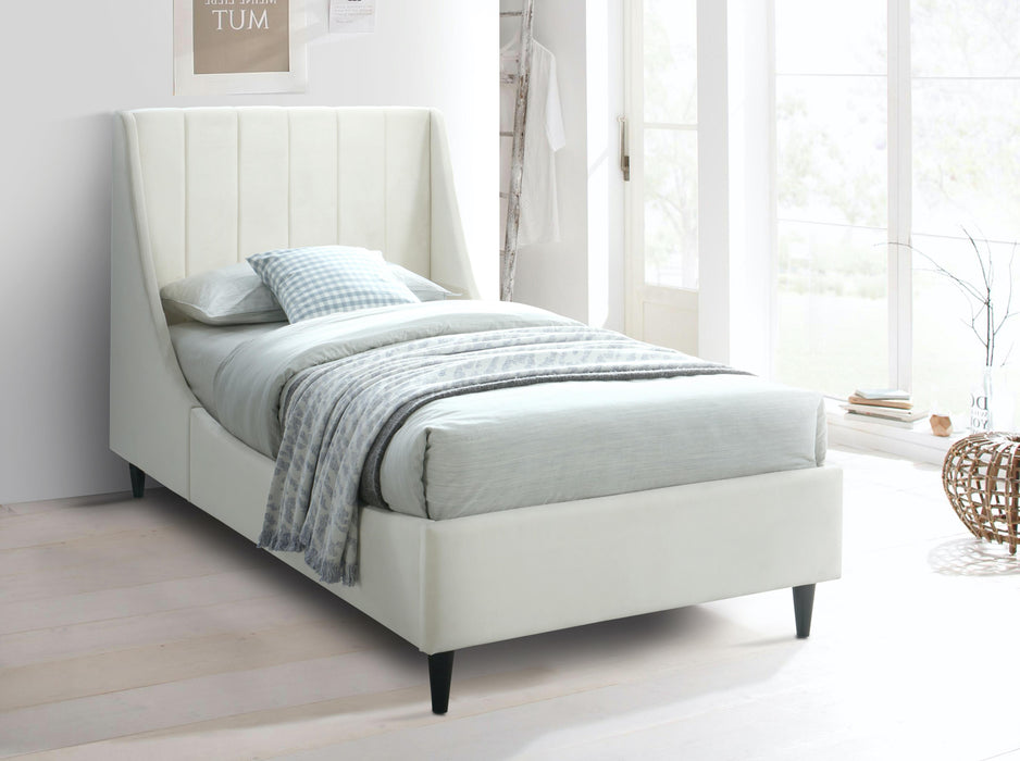 Eva Cream Velvet Twin Bed