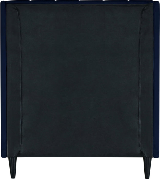 Eva Navy Velvet Twin Bed