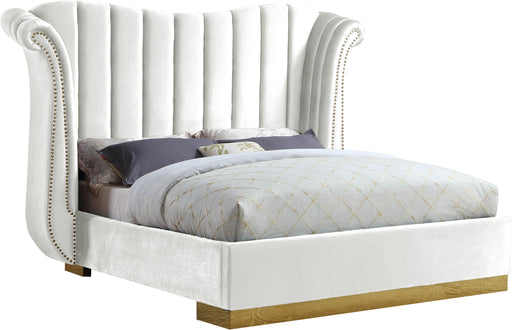 Flora White Velvet King Bed (3 Boxes) image