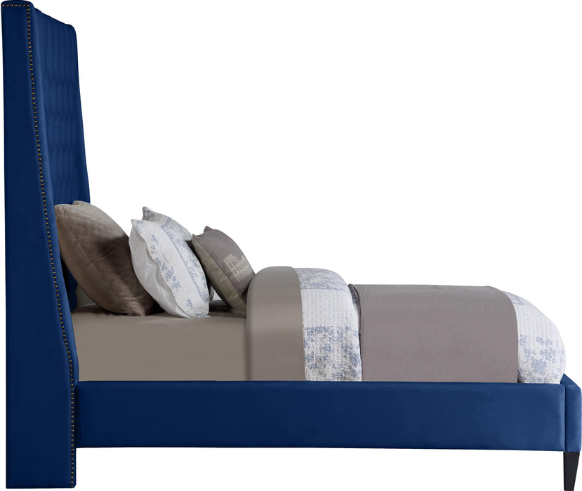 Fritz Navy Velvet Twin Bed