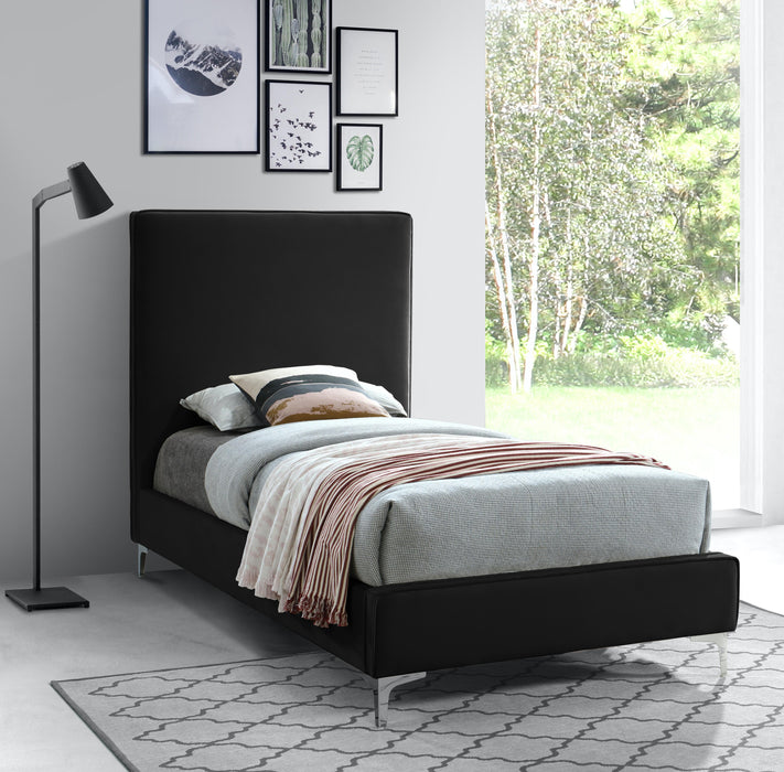 Geri Black Velvet Twin Bed