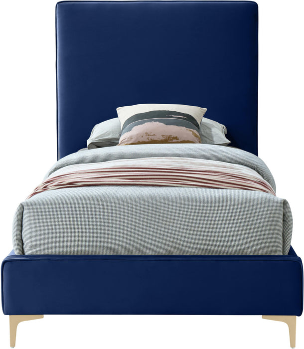 Geri Navy Velvet Twin Bed