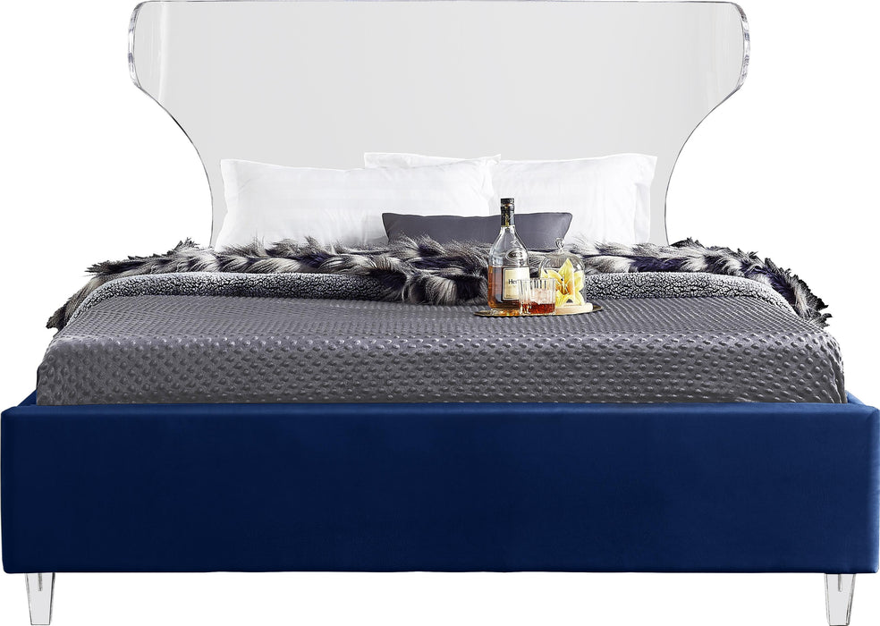 Ghost Navy Velvet Full Bed