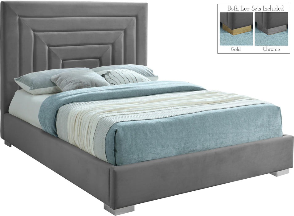 Nora Grey Velvet King Bed