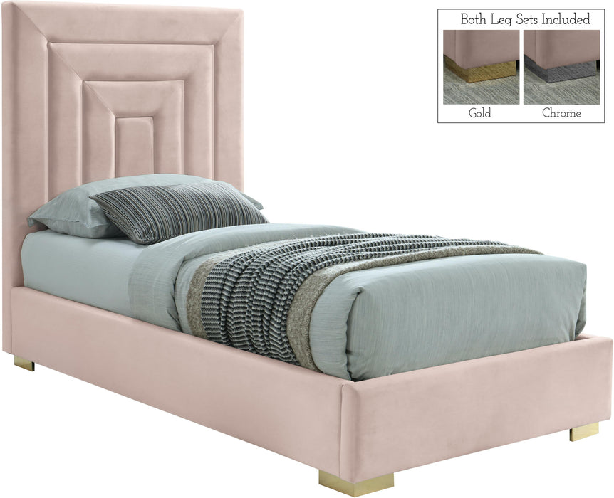 Nora Pink Velvet Twin Bed image