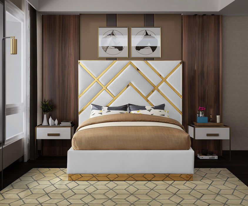 Vector White Faux Leather King Bed